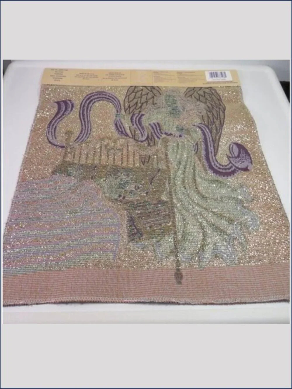 Guardian Angel Metallic Tapestry Panel 17x17 Wall Hanging Religious DIY